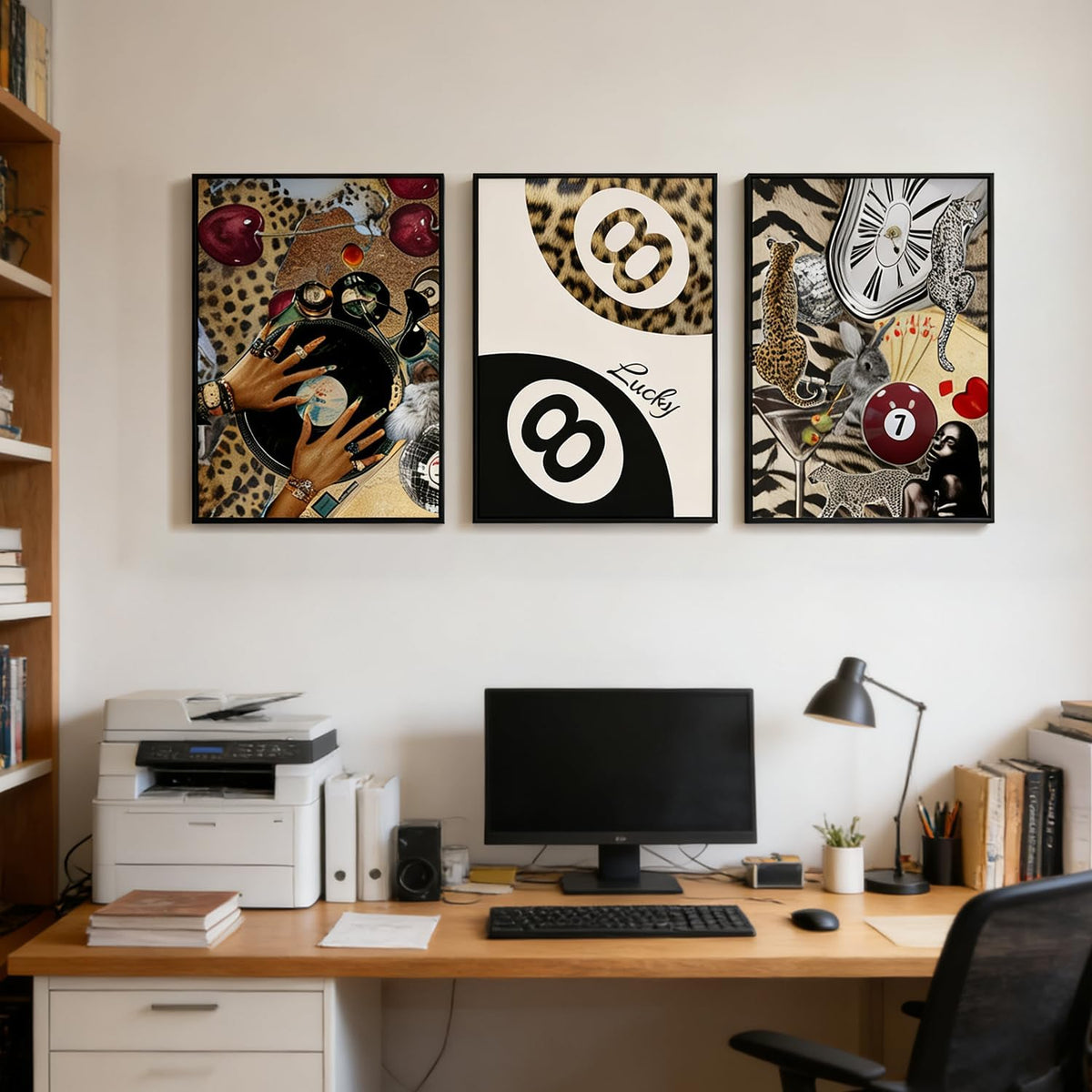 3 piezas de lienzo de guepardo a la moda, pintura de leopardo, deco...