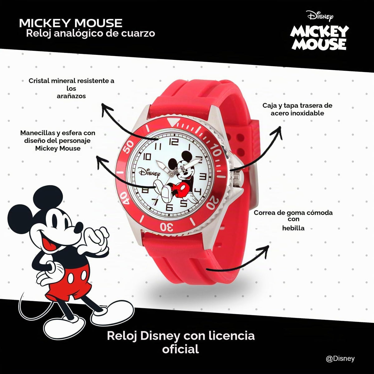 Reloj Disney Mickey Mouse para hombre - Reloj clásico de Mickey Mou...