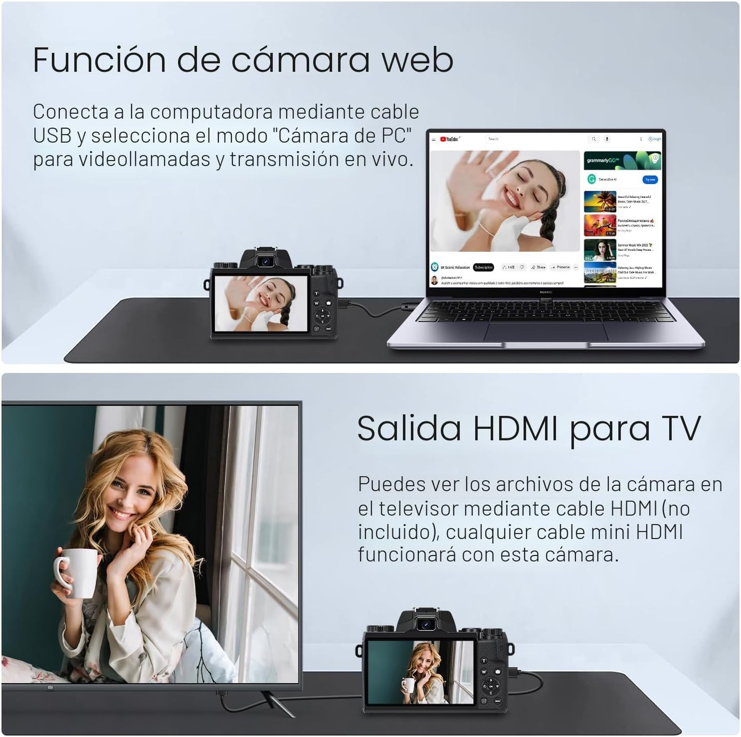 Saneen Cámara digital, cámaras 4K para fotografía y video, cámara d...