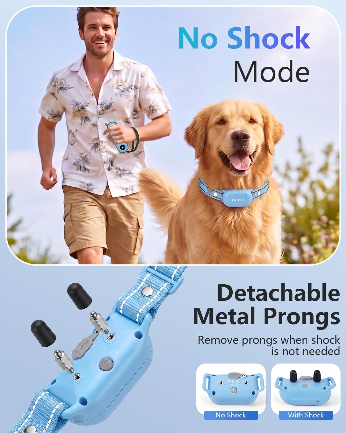 PATPET Collar de choque para perros (10 a 120 libras), collar de en...