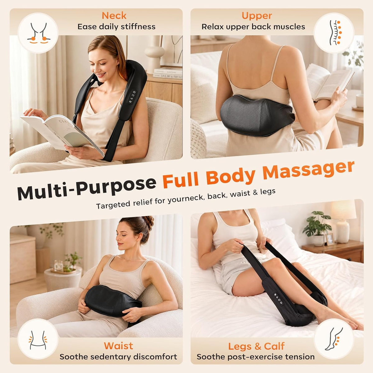 Smedz Masajeador de cuello 2026 con calor - Masaje Shiatsu inalámbr...
