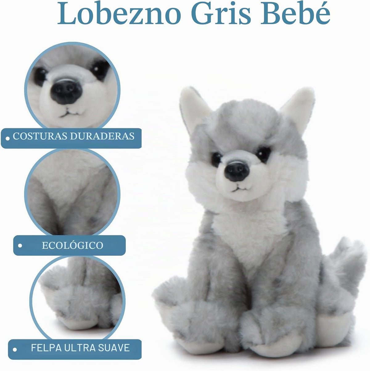 The Petting Zoo Peluche de lobo, Babiez, regalos para niños, 6 pulg...