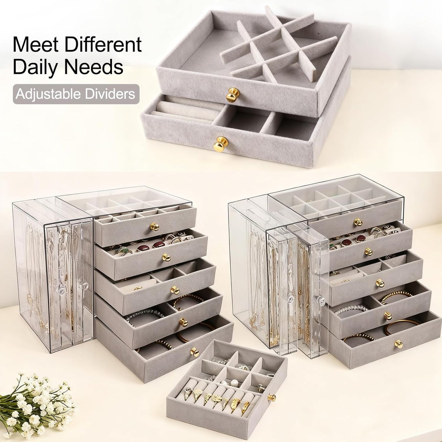 Greenfeather Organizador de joyas y almacenamiento con 7 cajones ex...