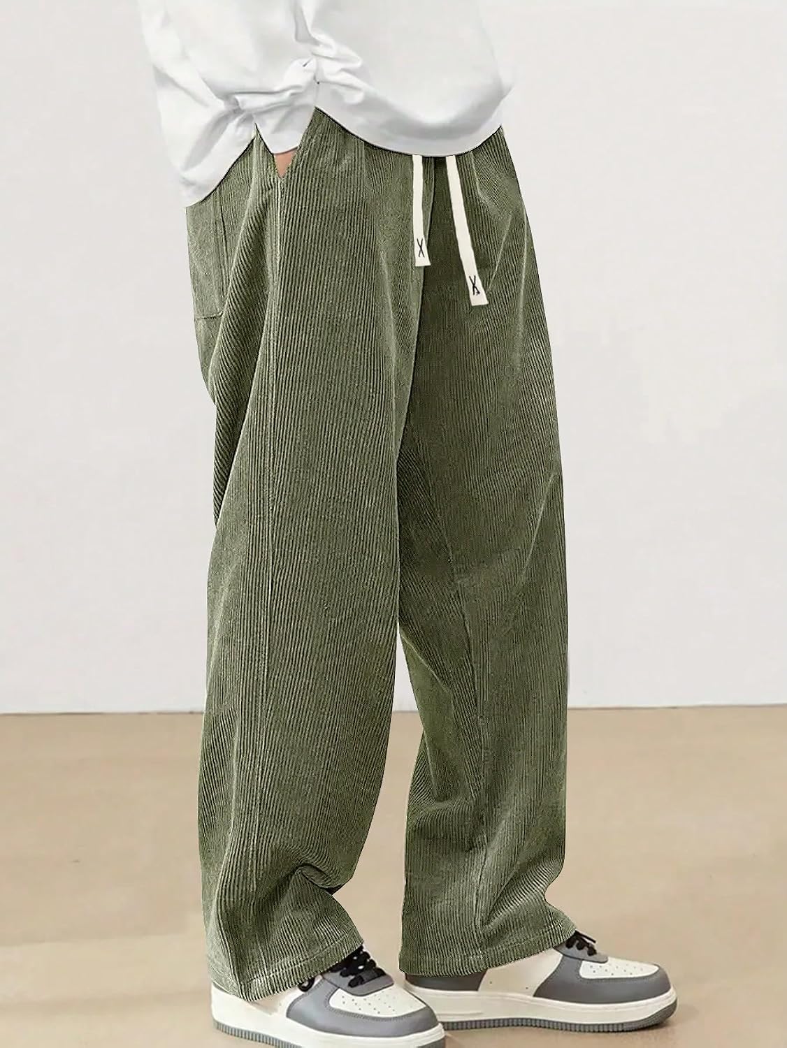 Hidkat Pantalones de corduroy casual para hombre, pantalones de pie...