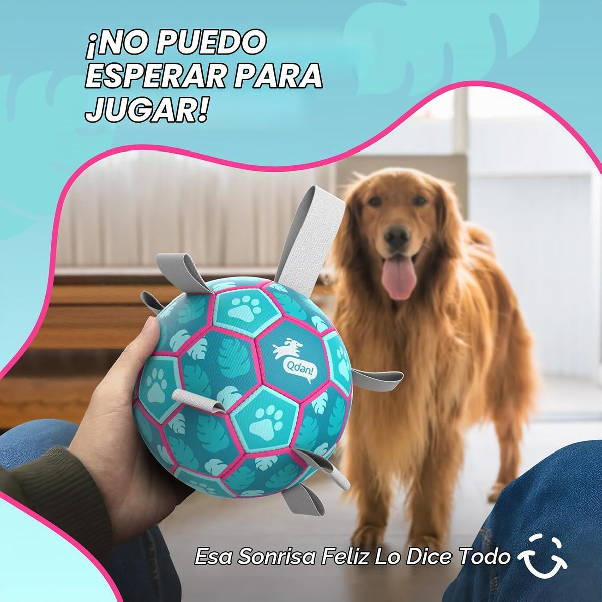 QDAN Pelota de fútbol para perros con correas, juguete de agua para...