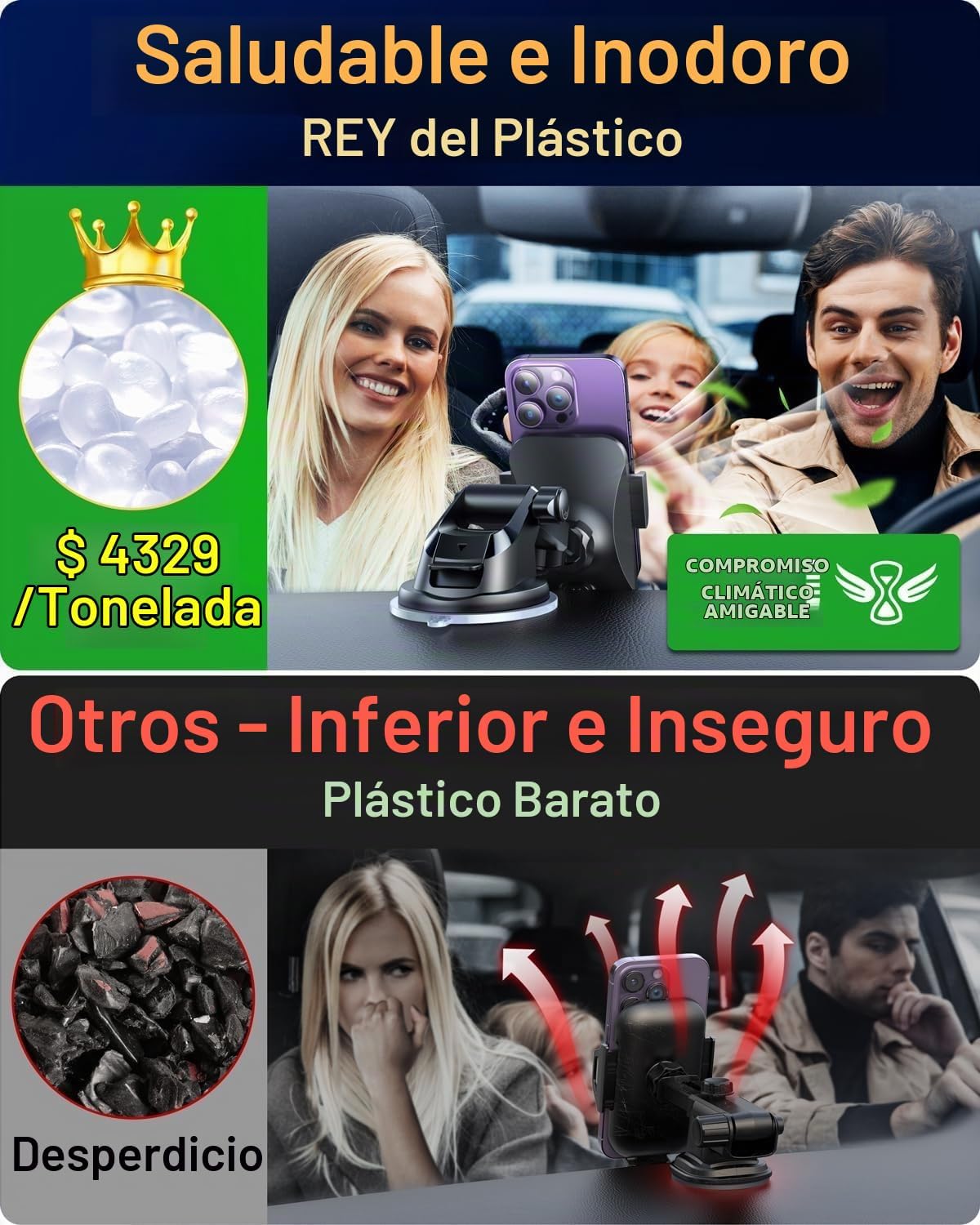 VANMASS Soporte para teléfono celular para automóvil, parabrisas, r...