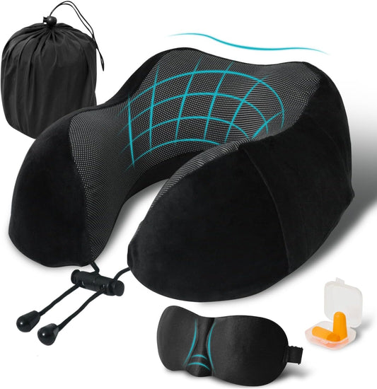 Elvodosia Almohada de viaje, almohada de cuello de espuma viscoelás...