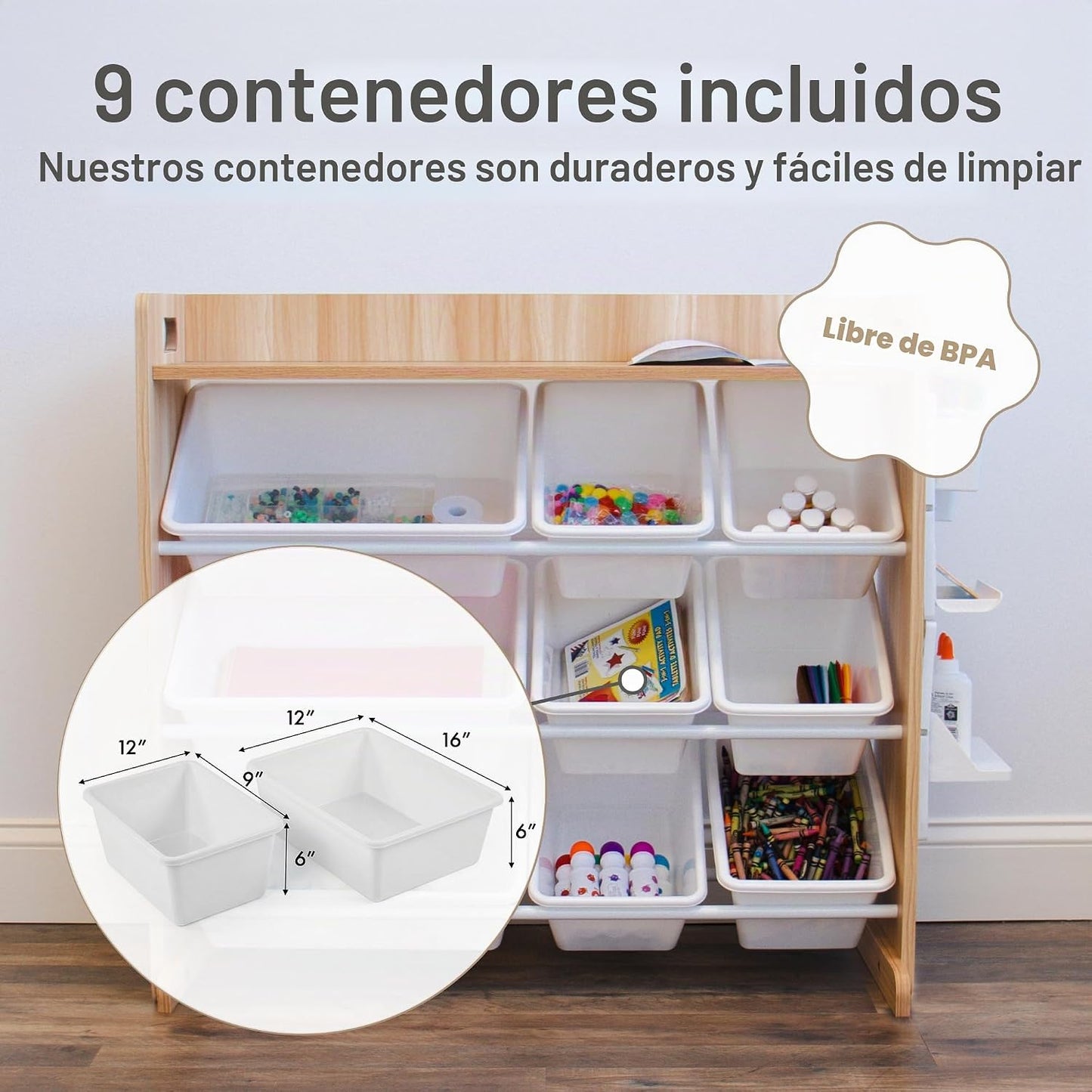 Humble Crew Organizador de juguetes para niños con estante de exhib...