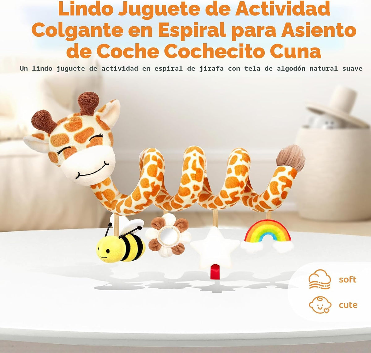 Stuffed Asiento de coche en espiral para bebés de 6 a 12 meses, jug...