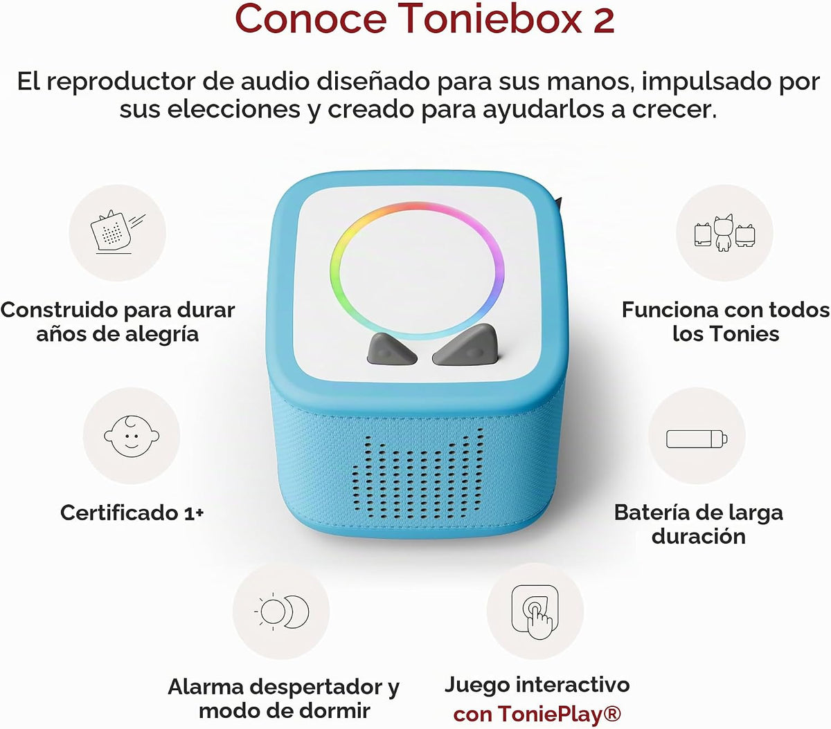 Toniebox Paquete de 2 altavoces con reproductor de audio para niños...