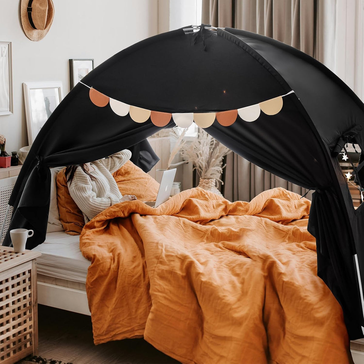 Toldo de cama de tamaño completo, litera para niños, tienda de camp...
