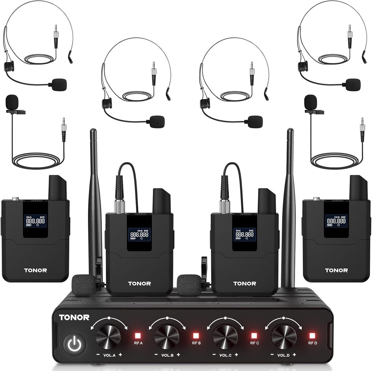 TONOR Sistema de Micrófonos Inalámbricos con Auriculares UHF\/Micró...
