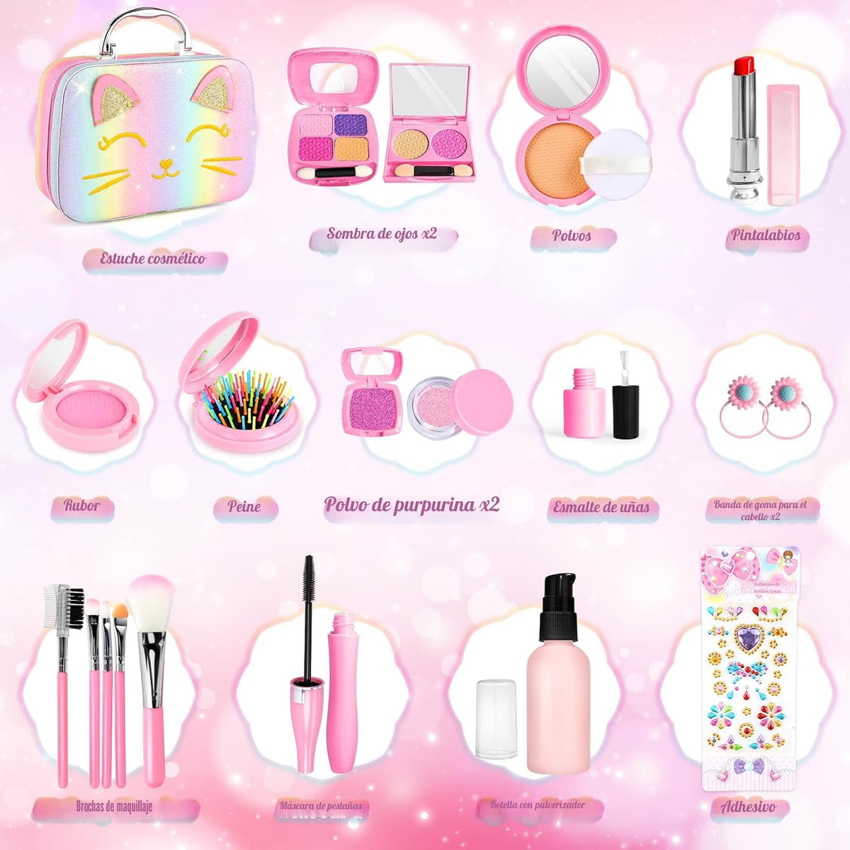 Maquillaje de simulación para niños pequeños, juego de maquillaje d...