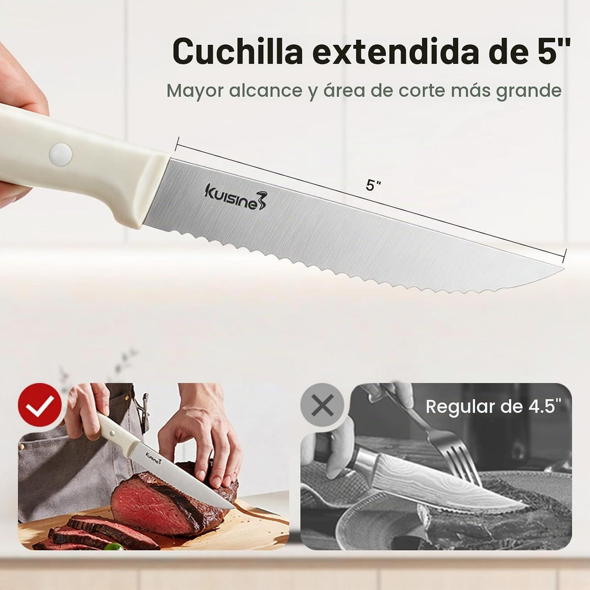 Juego de cuchillos de chef Kuisine, juego de cuchillos de acero ino...