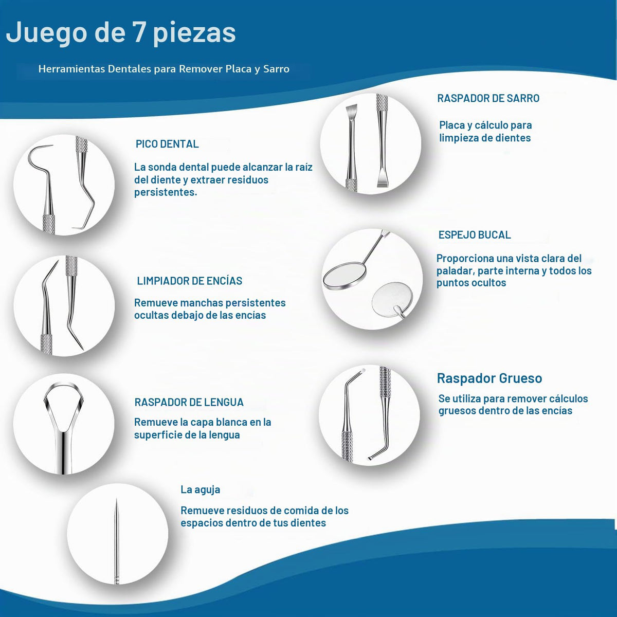 7 piezas de herramientas dentales, kit de higiene con palillos dent...