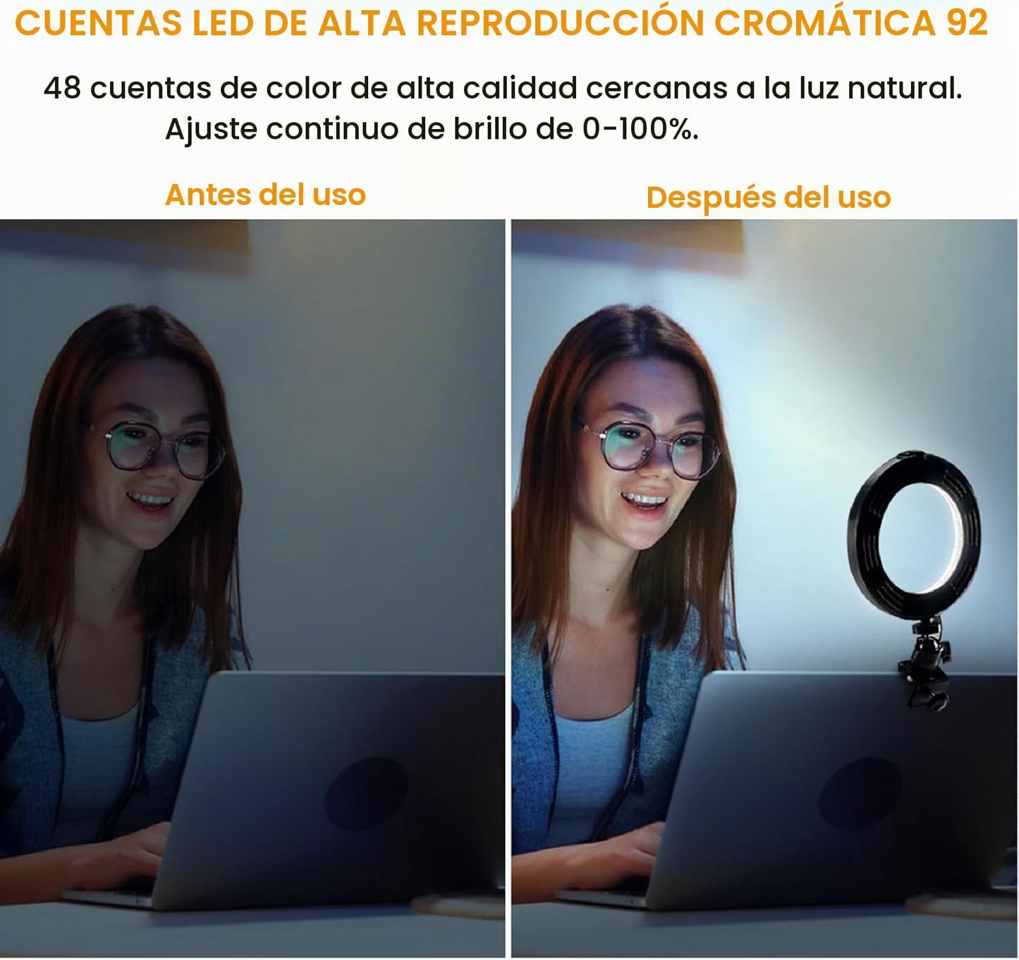 Kit de iluminación para videoconferencia, luz de anillo con clip pa...