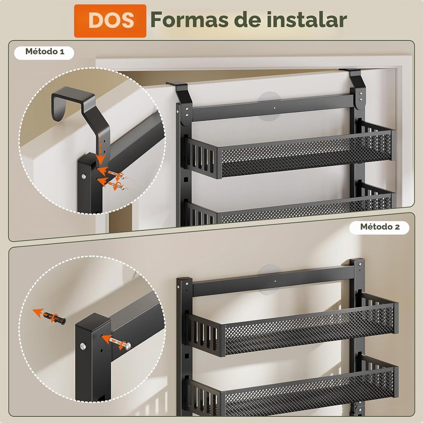 POKIPO Organizador de despensa de 8 niveles sobre la puerta, soport...