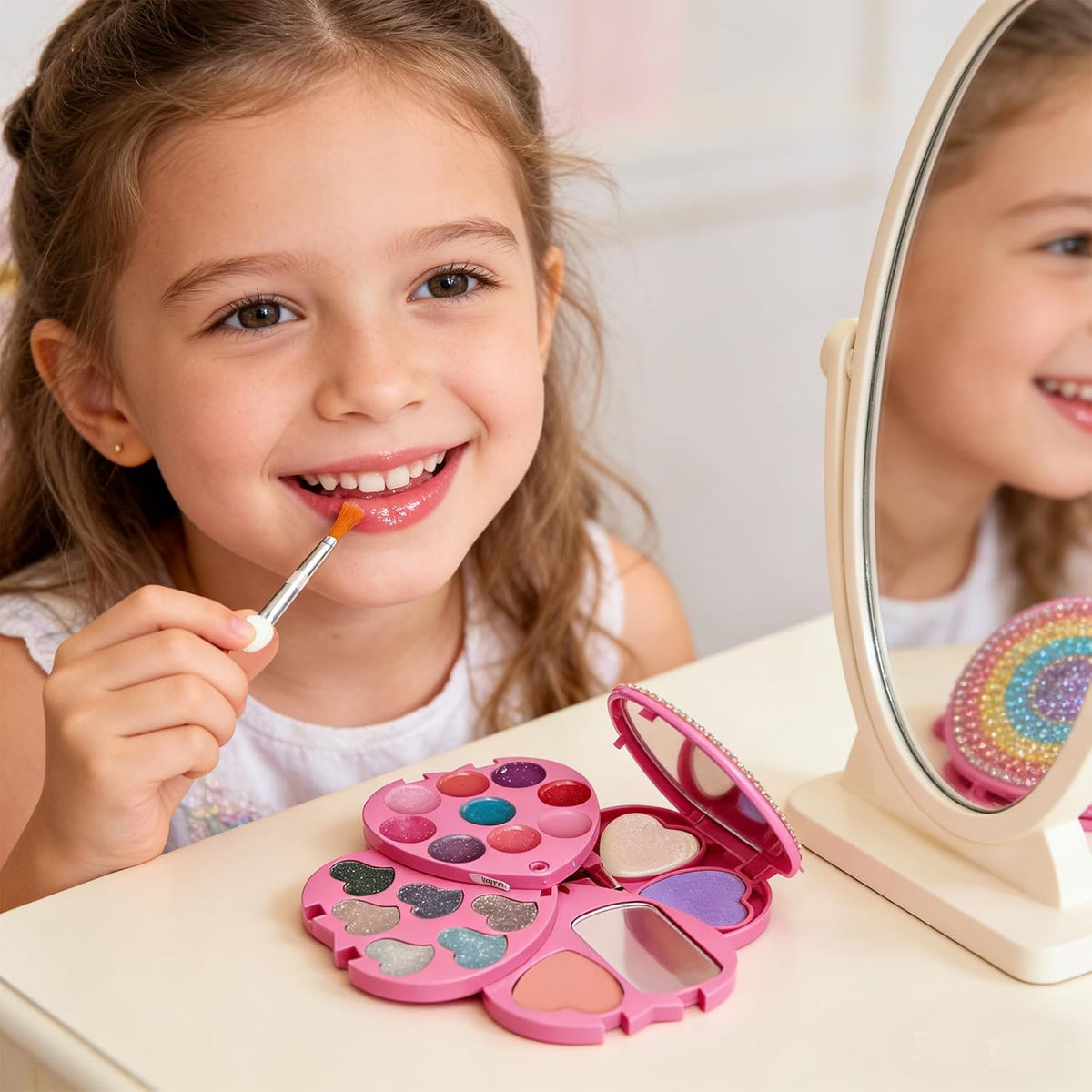 Mebtmel Kit de maquillaje en forma de corazón para niños, real, no...