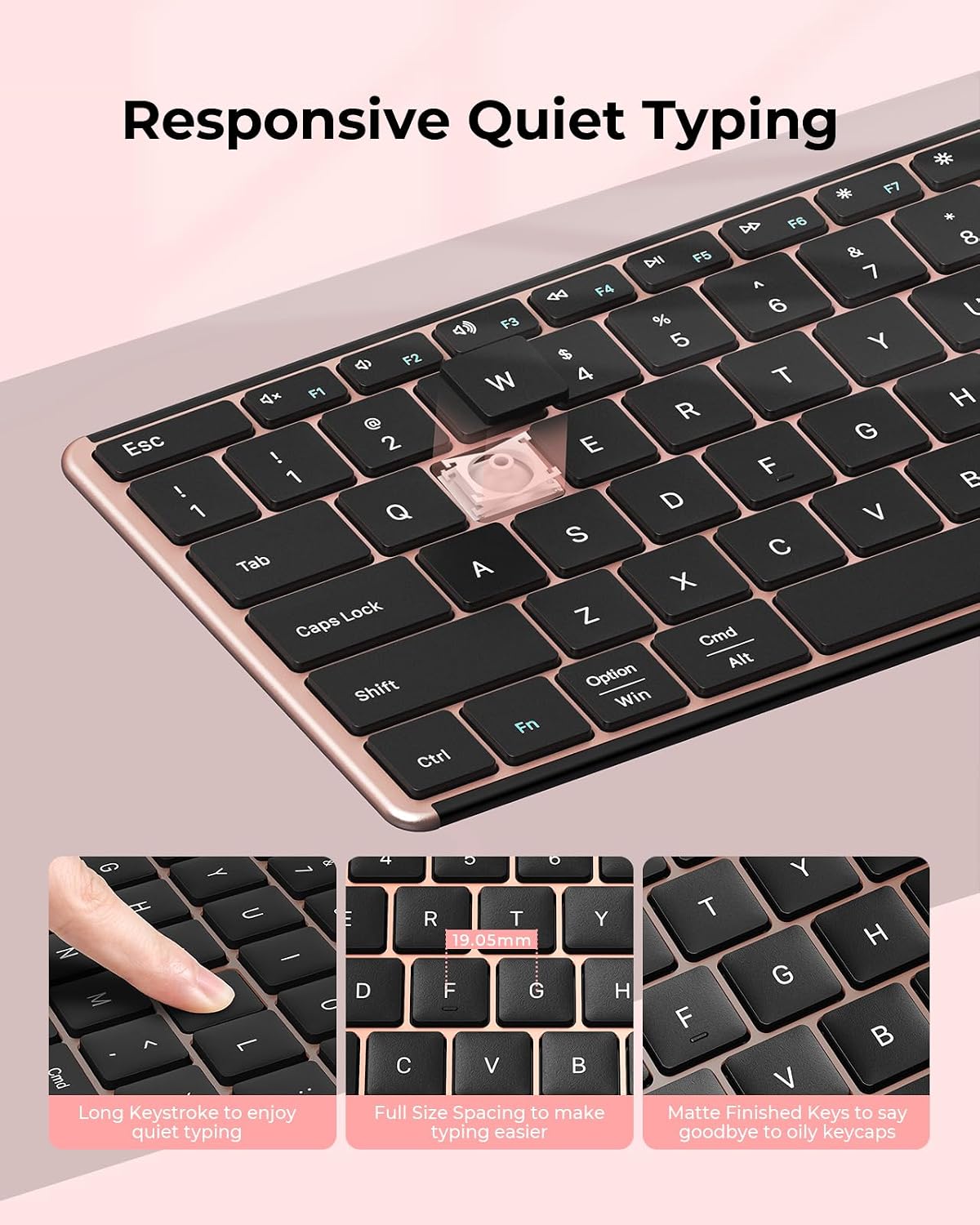 Seenda Combo de teclado y ratón Bluetooth inalámbrico, SKM64-3 reca...