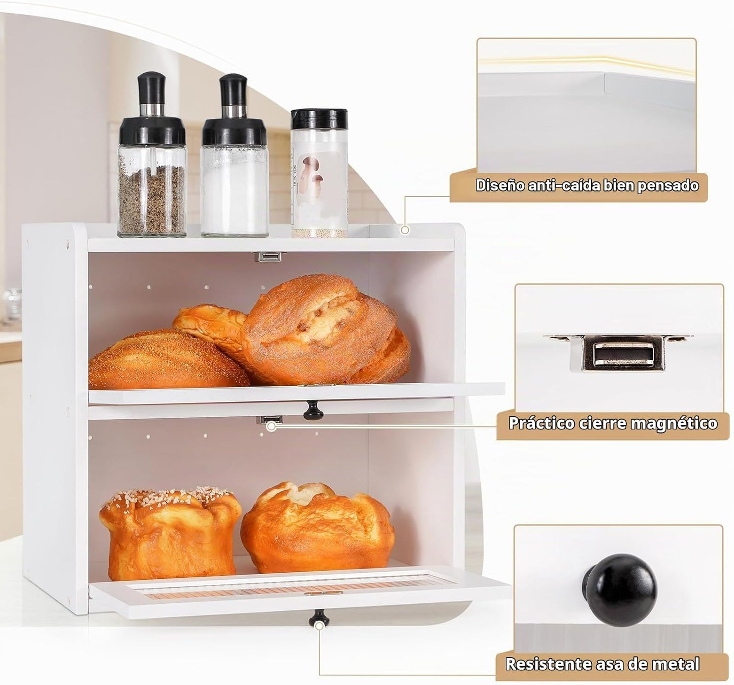 Sunhoo Panera para encimera de cocina, contenedor de almacenamiento...