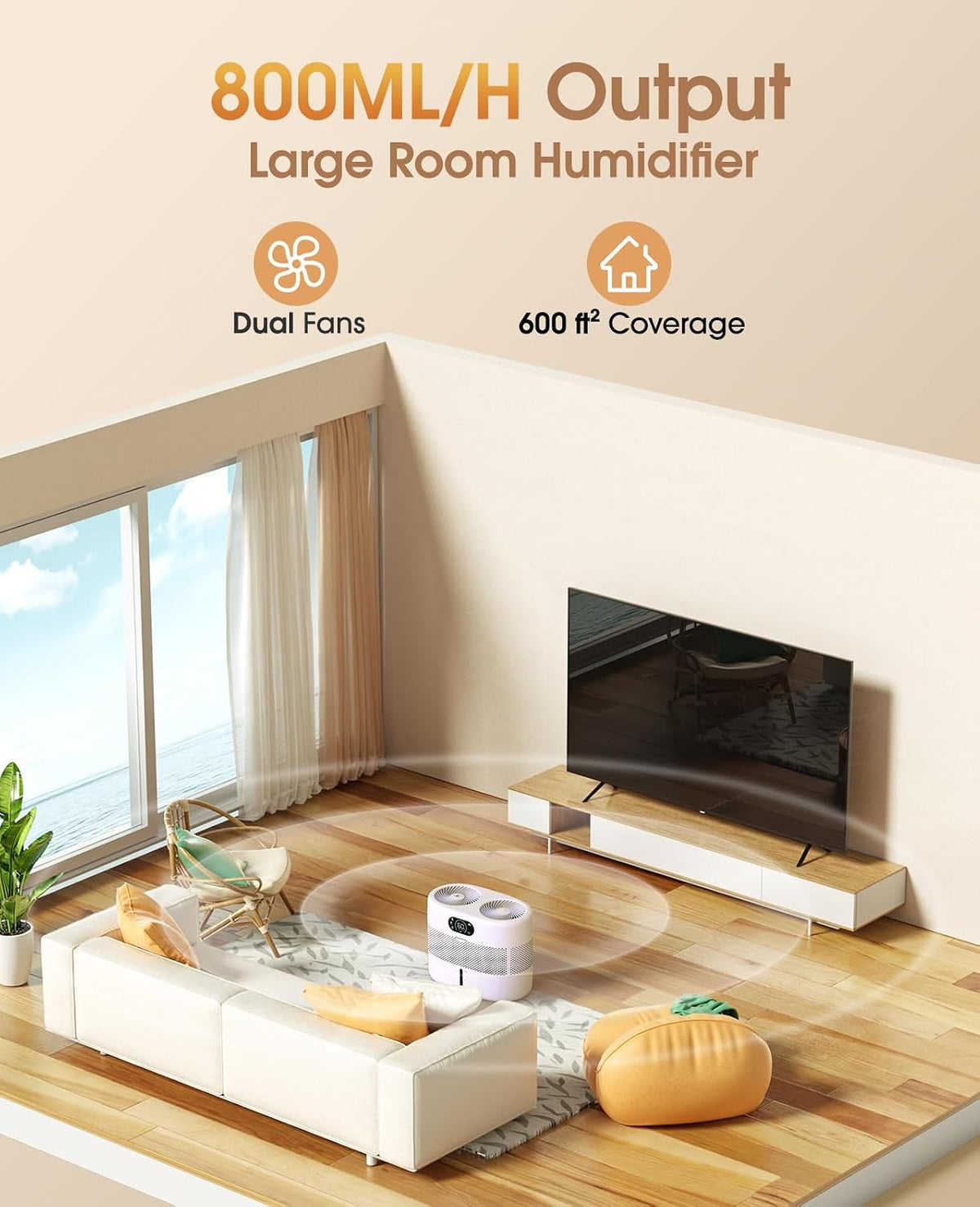 Humidificador evaporativo de mecha reutilizable para dormitorio, hu...