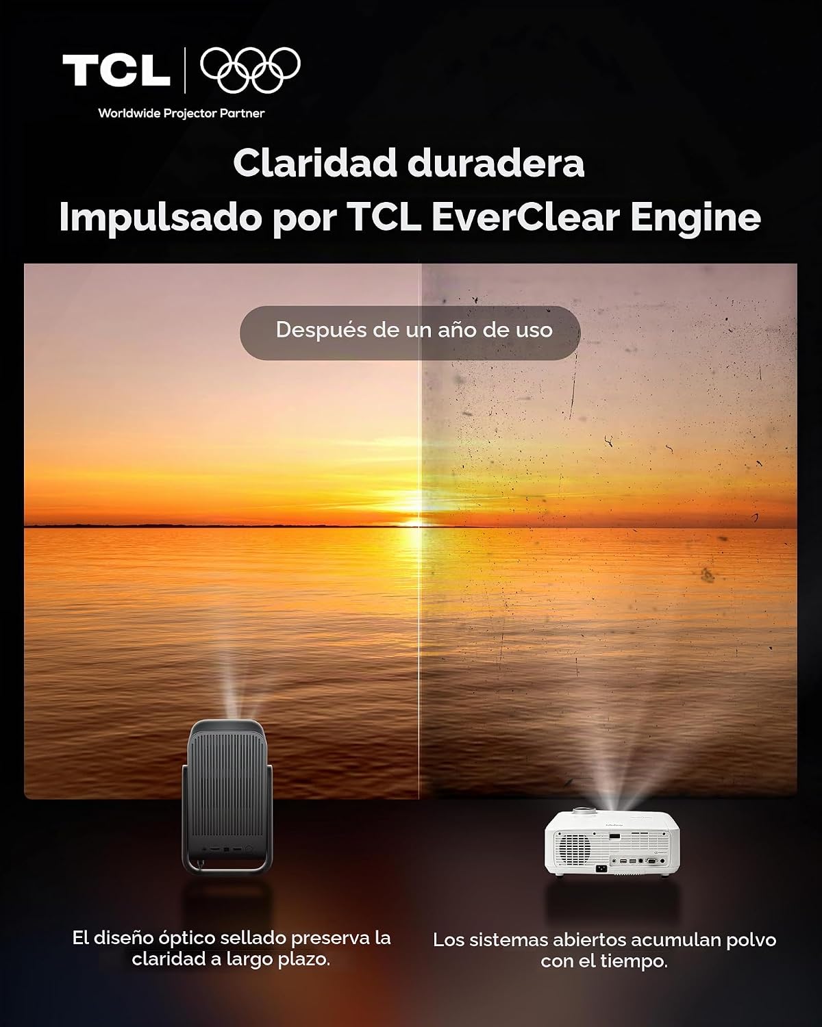 TCL C1 Smart Google TV Projector, WiFi y Bluetooth, cardán giratori...