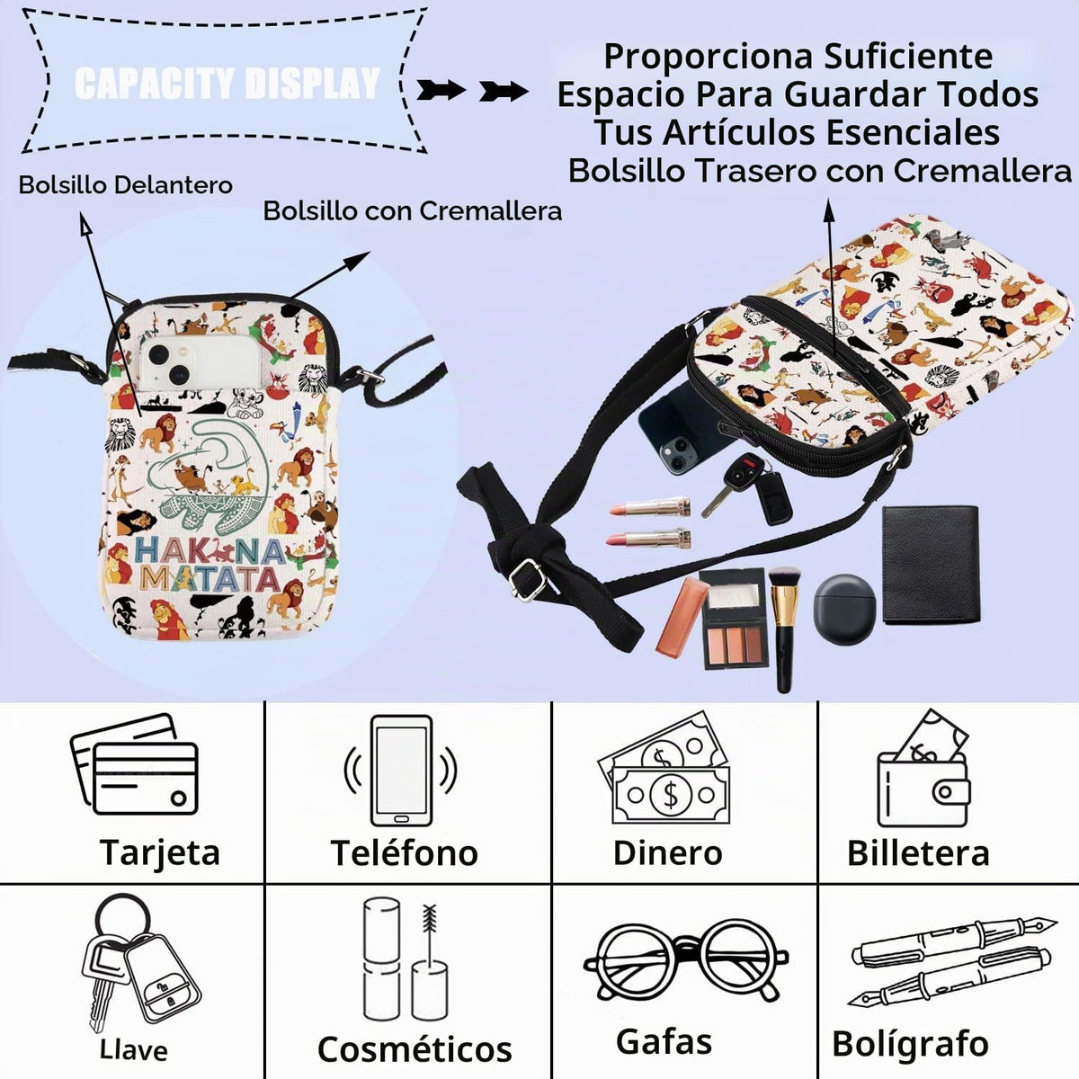 ENSIANTH Bolsa cruzada de película de dibujos animados Kingdom, bol...