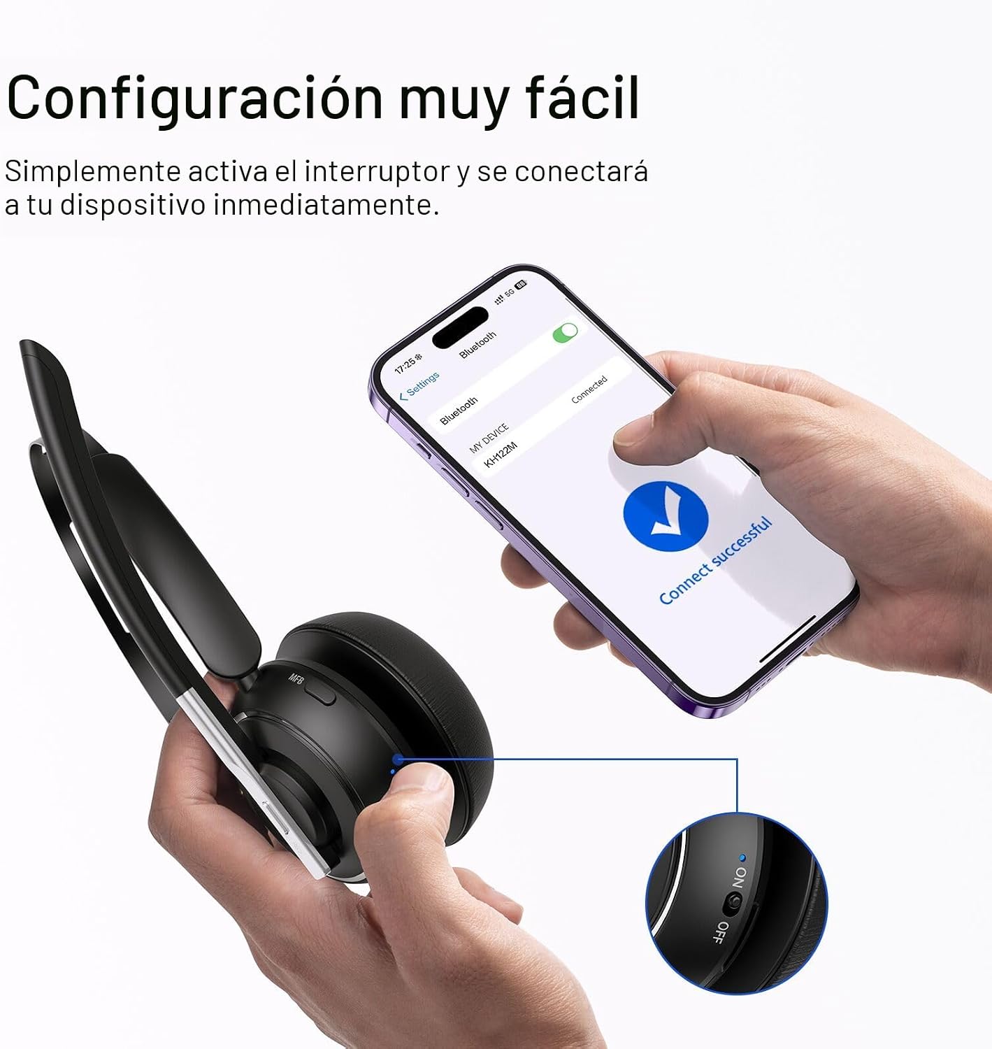 Auriculares Bluetooth, Auriculares Inalámbricos con Micrófono para...