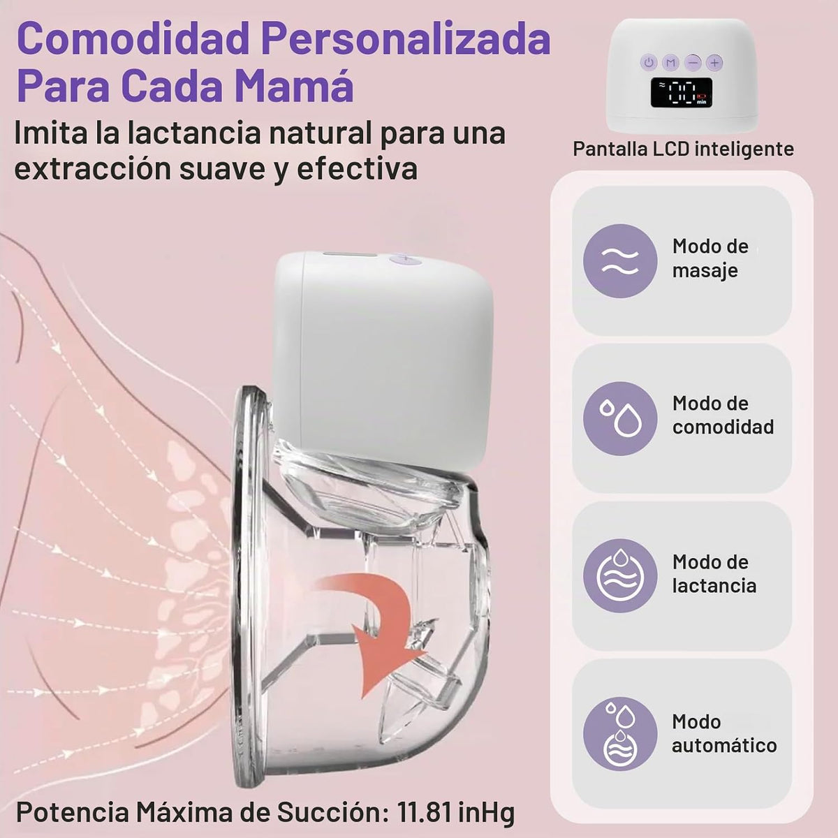 MAGEPAPA Extractor de leche eléctrico portátil | Fuerte succión, si...