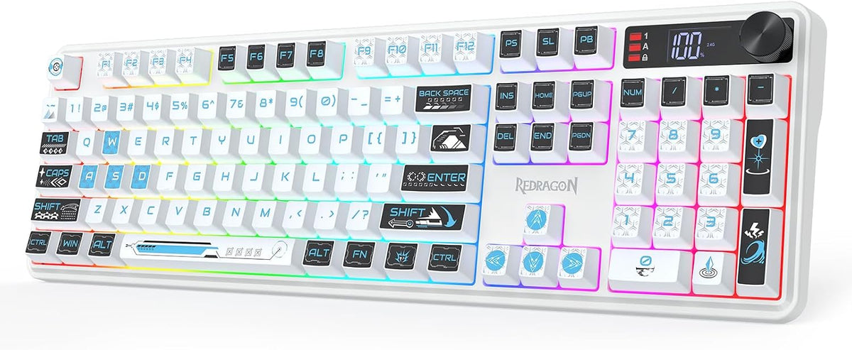 Redragon Teclado inalámbrico K526 PRO RGB para juegos, 104 teclas d...
