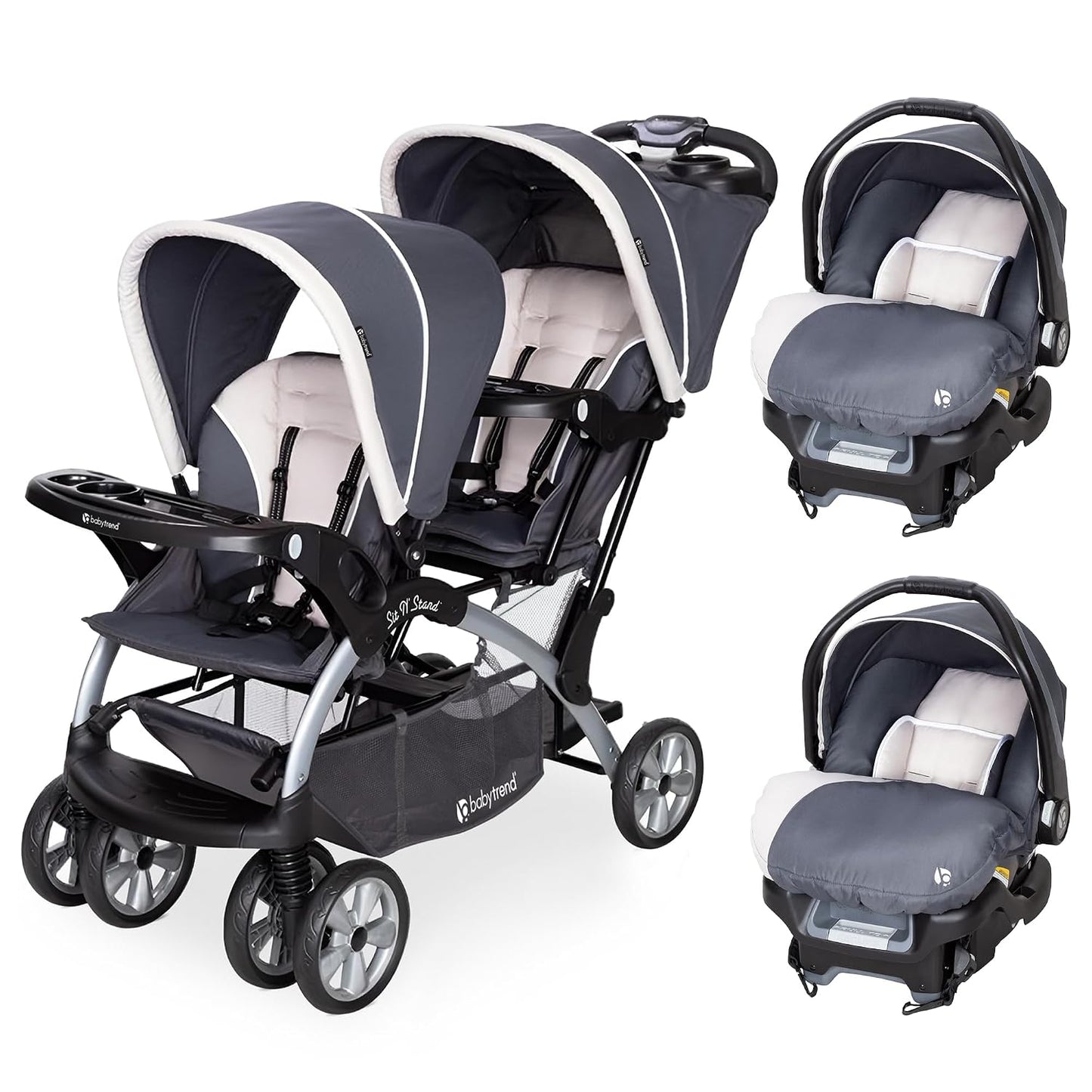 Baby Trend Cochecito doble para bebé y niño pequeño y combo de 2 as...