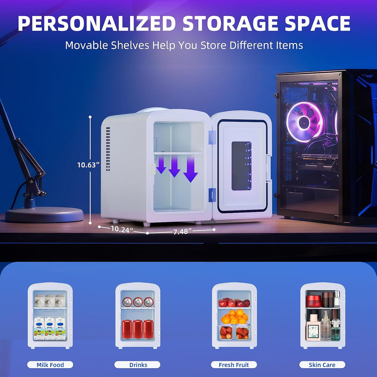 Antarctic Star Mini refrigerador compacto con luz gaming, capacidad...