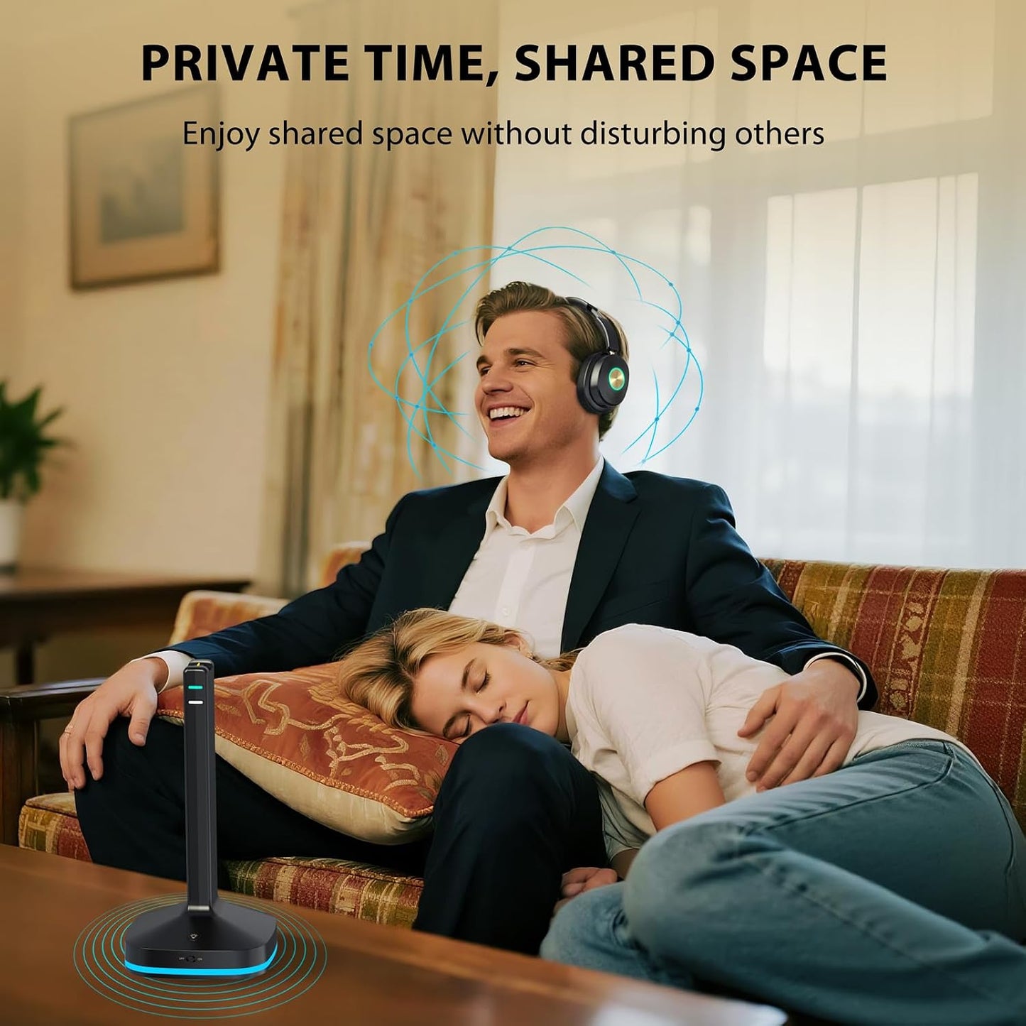 Auriculares inalámbricos para TV, base de carga óptica RCA AUX tran...