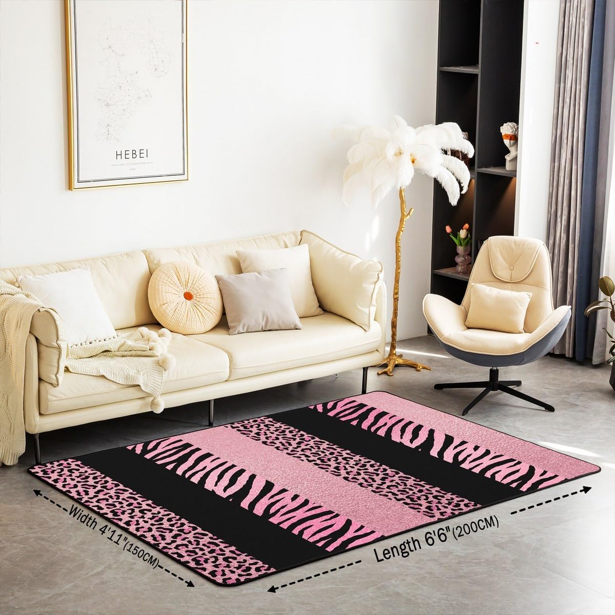 Castle Fairy Alfombra antideslizante con estampado de leopardo rosa...