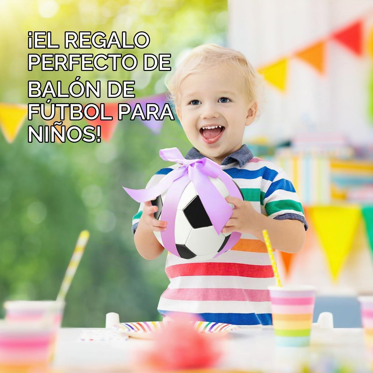 Balón de fútbol U&C Planet tamaño 2, 3, 4 para niños pequeños y jóv...