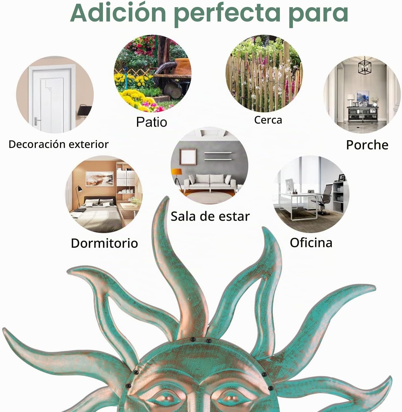 Arte de pared de metal del sol para decoración al aire libre - Escu...