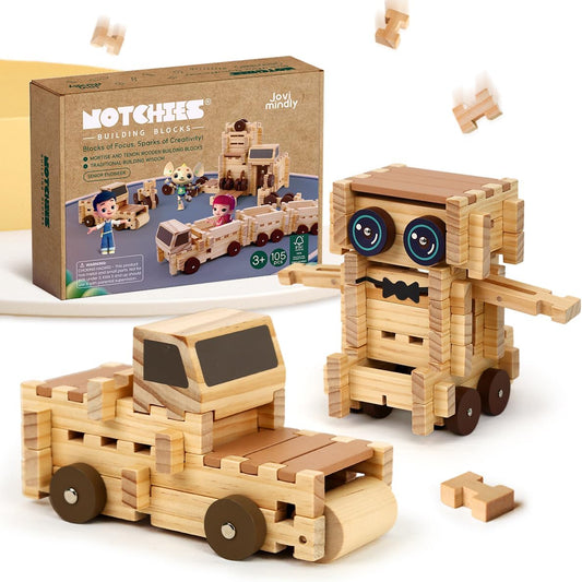 Jovi-mindly &amp;Notchies C117PCS - Juego de bloques de madera con...