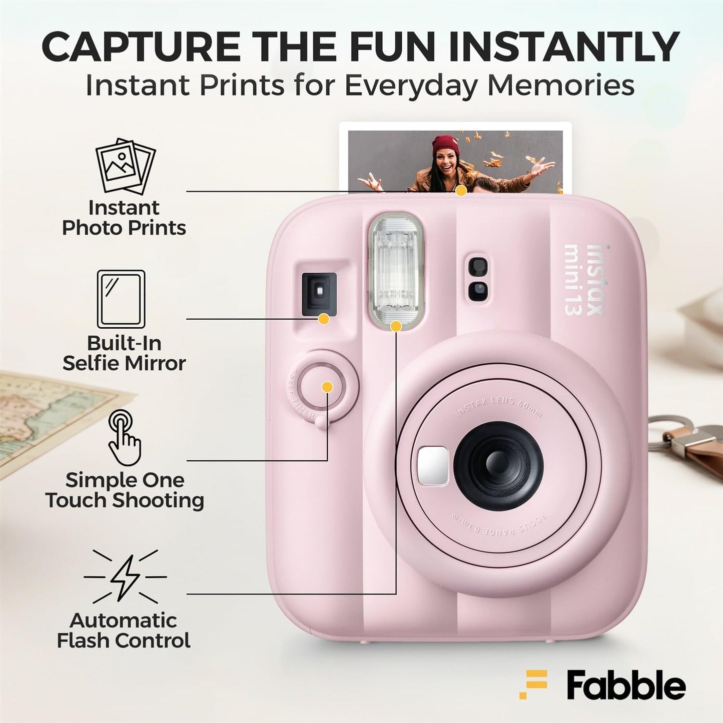 FUJIFILM INSTAX MINI 13 - Cámara de película instantánea color rosa...