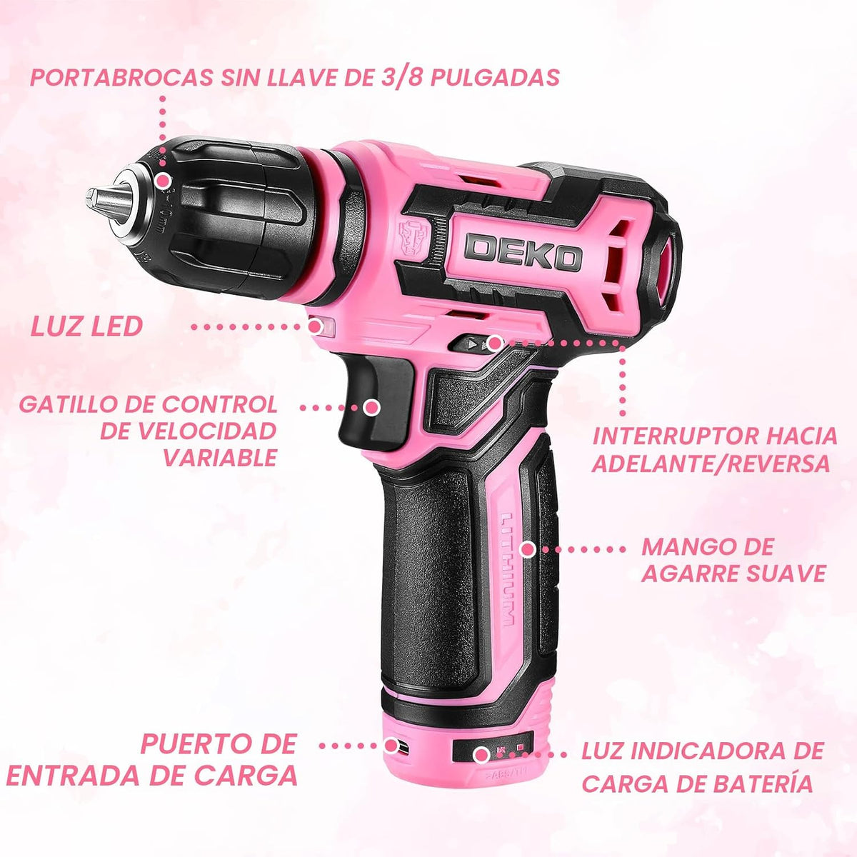 Taladro inalámbrico: juego de taladro eléctrico DEKOPRO de 12 V con...