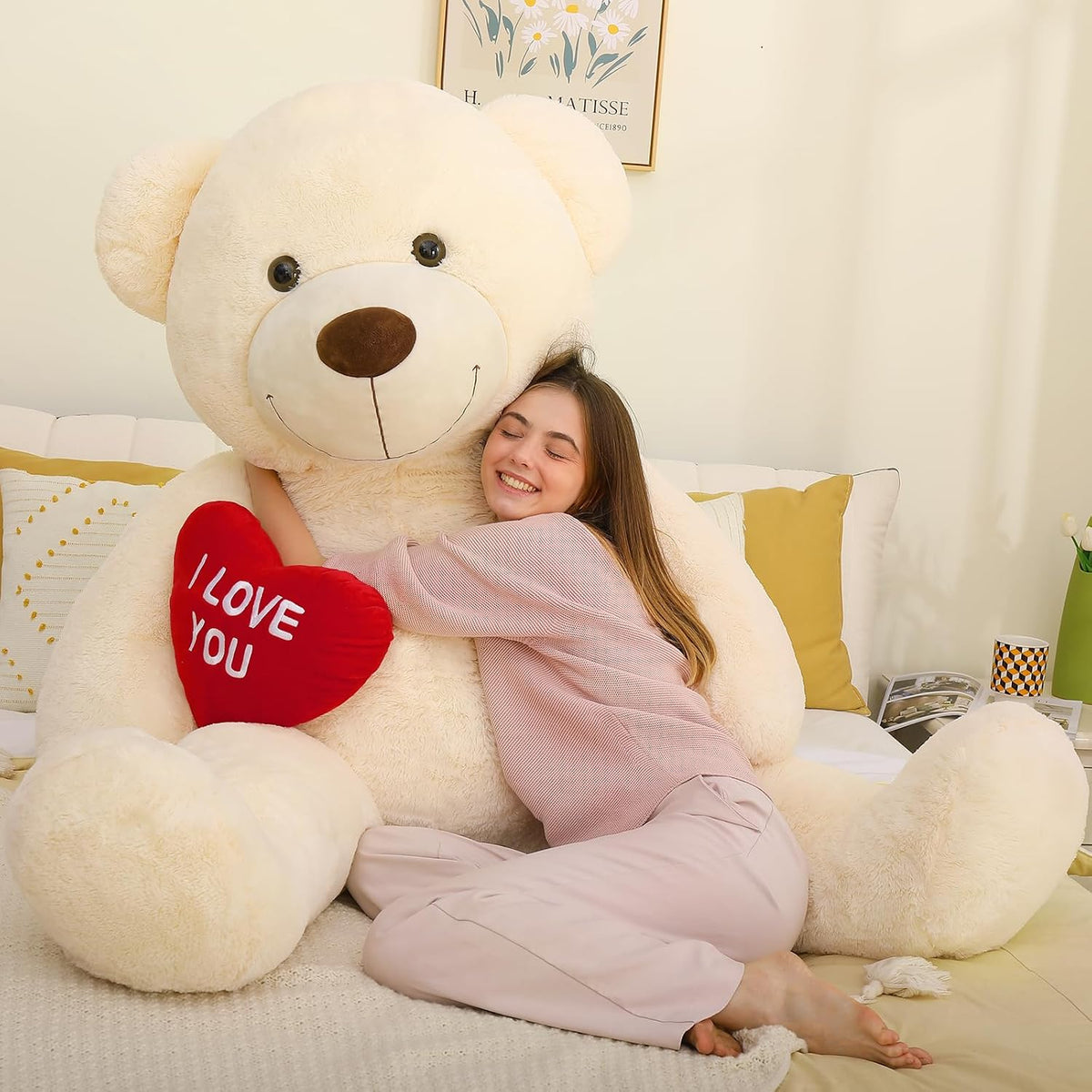MaoGoLan Oso de Peluche Gigante de 6 Pies para Novia - Corazón Rojo...