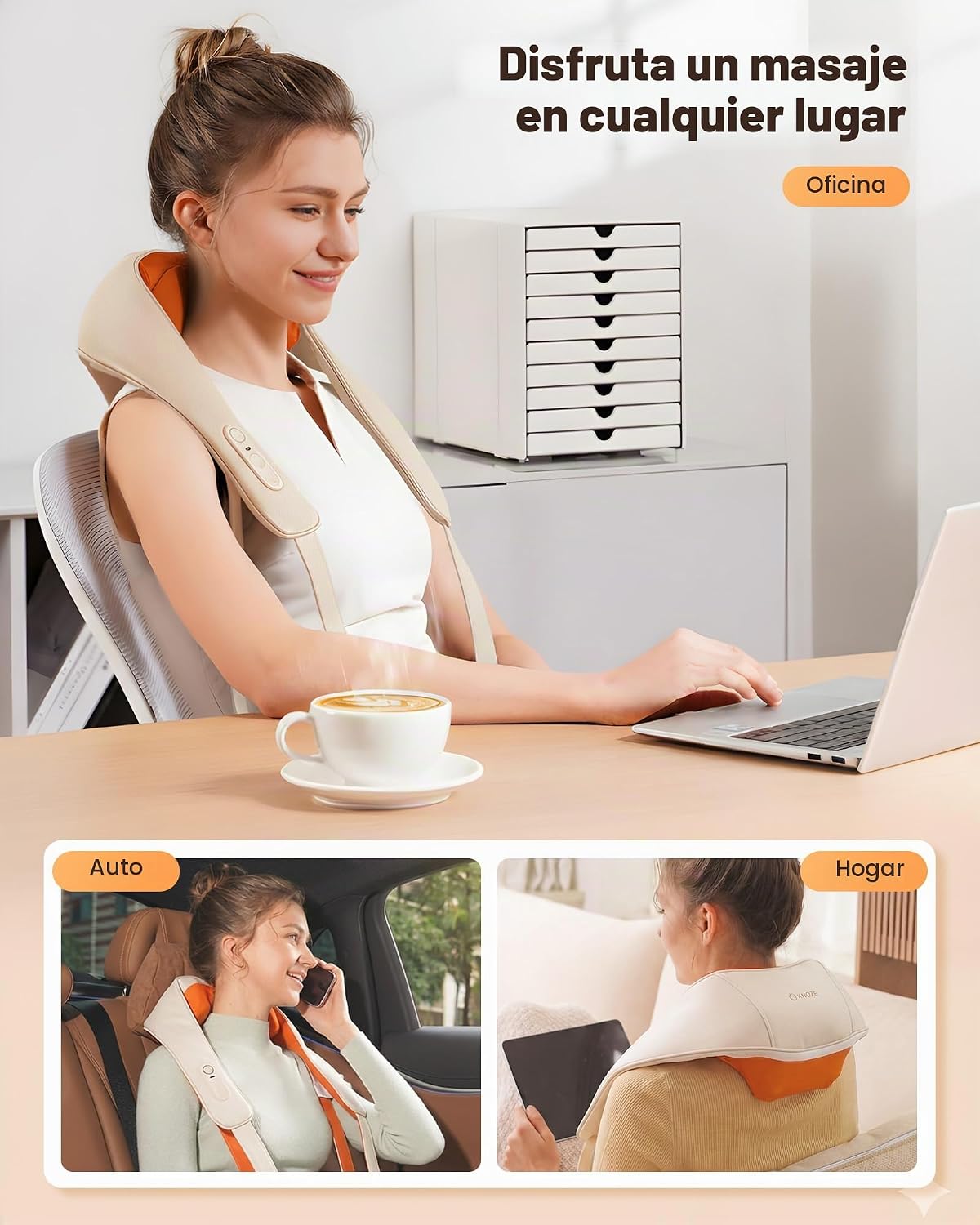 KNQZE Masajeador de cuello inalámbrico para aliviar el dolor de tej...