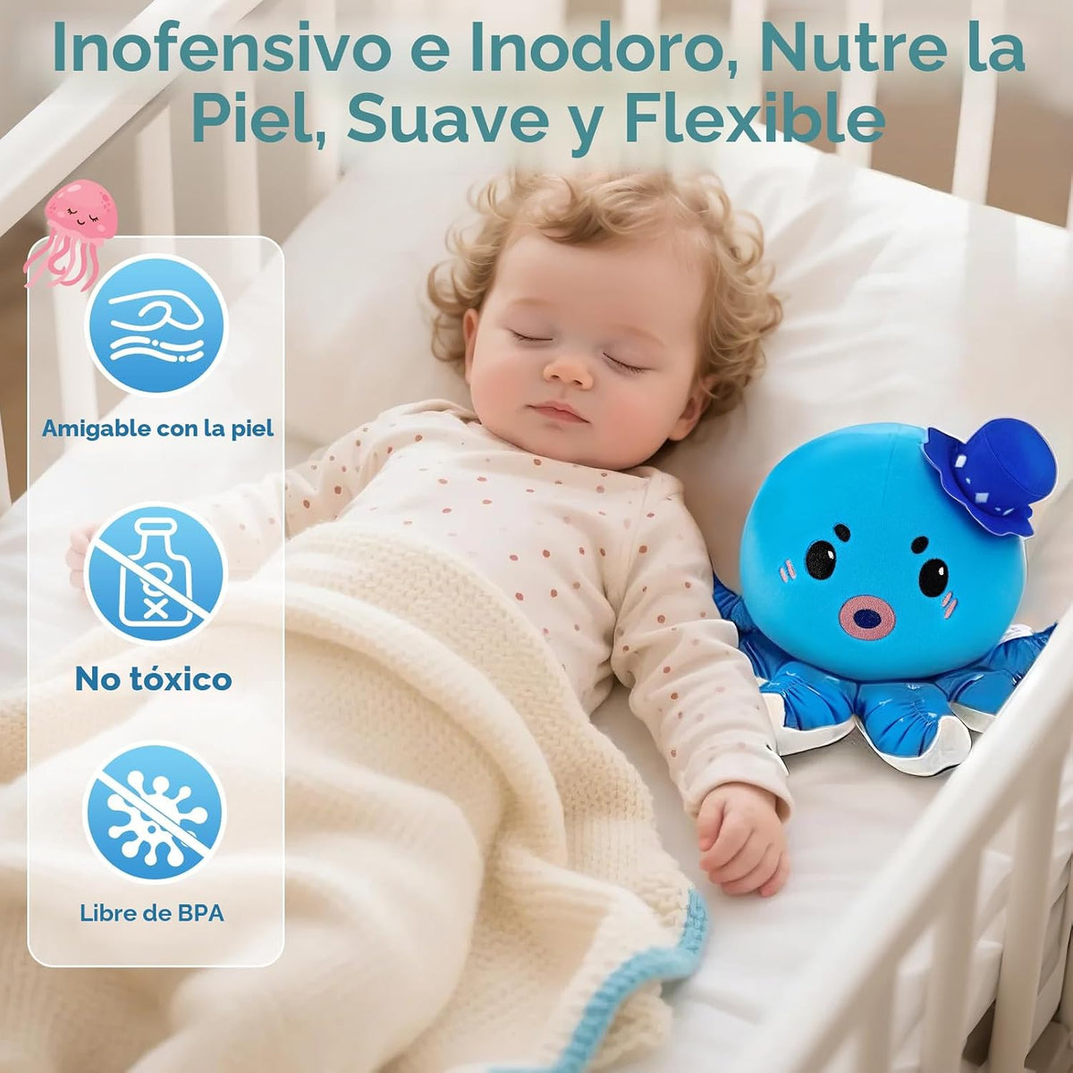SAIMAND Juguete de peluche musical de pulpo, regalo sensorial suave...