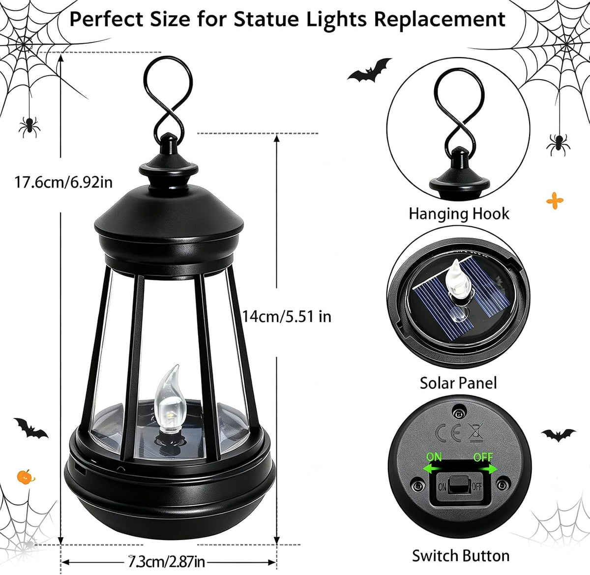 Mini linterna solar de repuesto para estatua, decoración morada de...