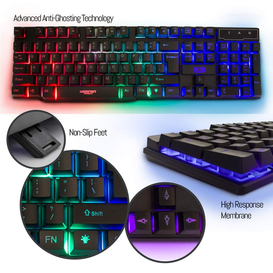 Teclado y mouse para juegos, alfombrilla para mouse y auriculares p...