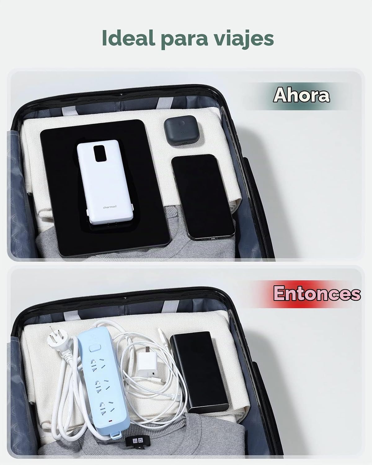 charmast Cargador portátil con cables integrados y enchufe de pared...