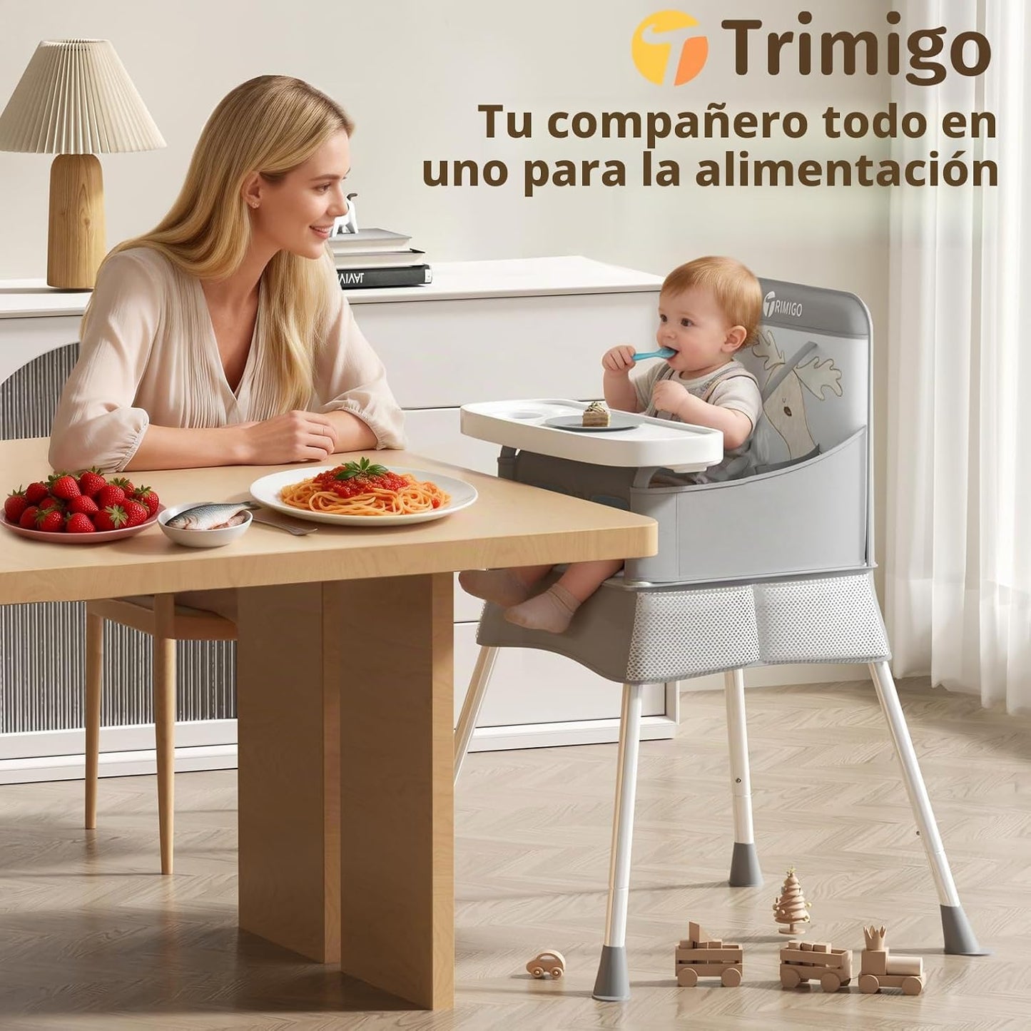 Trimigo Silla alta para bebés y niños pequeños, silla de alimentaci...