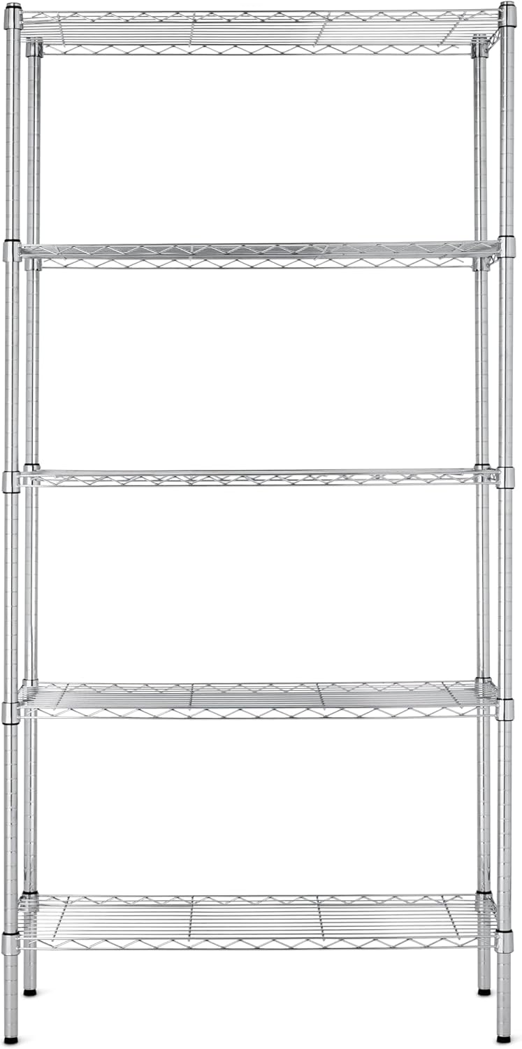 Amazon Basics Estantería - 5 estantes - color cromo