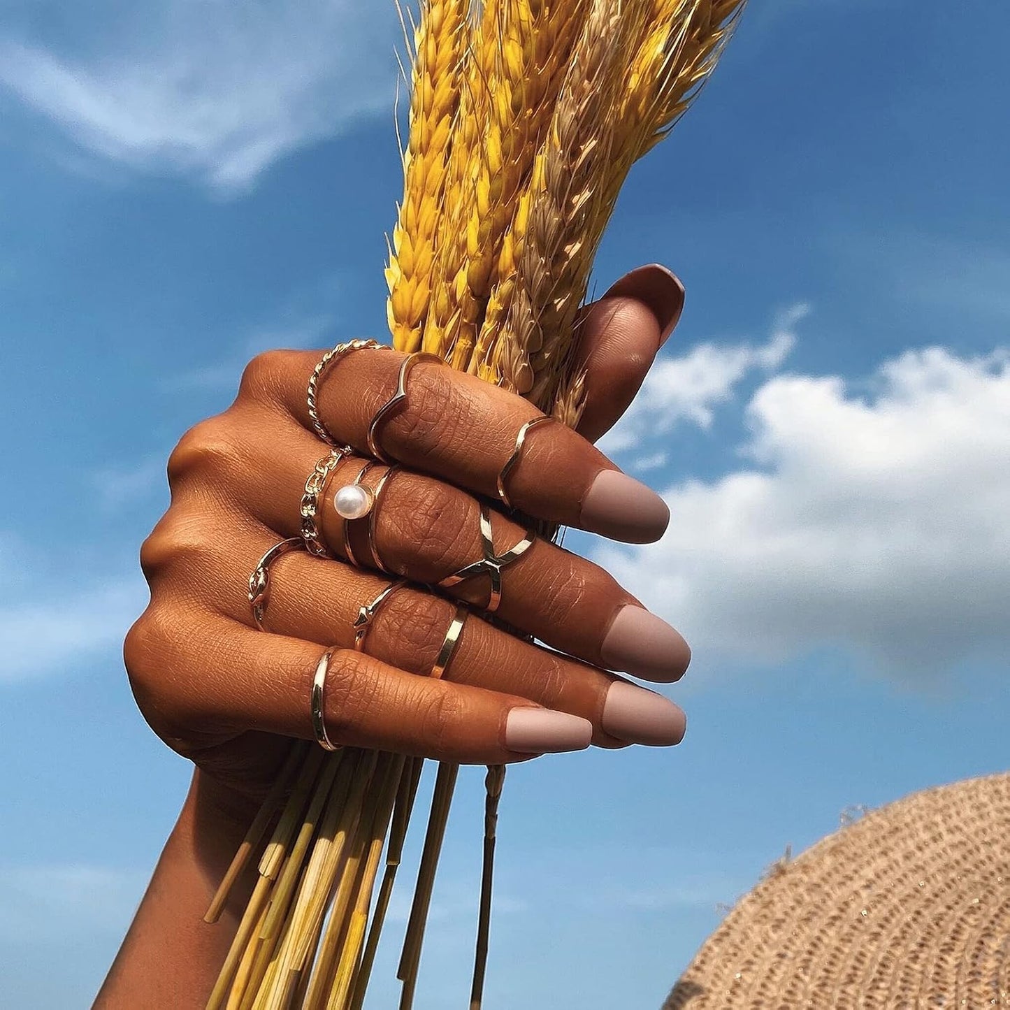 YEEZII Juego de 68 anillos para nudillos, dorados, para mujeres, ap...