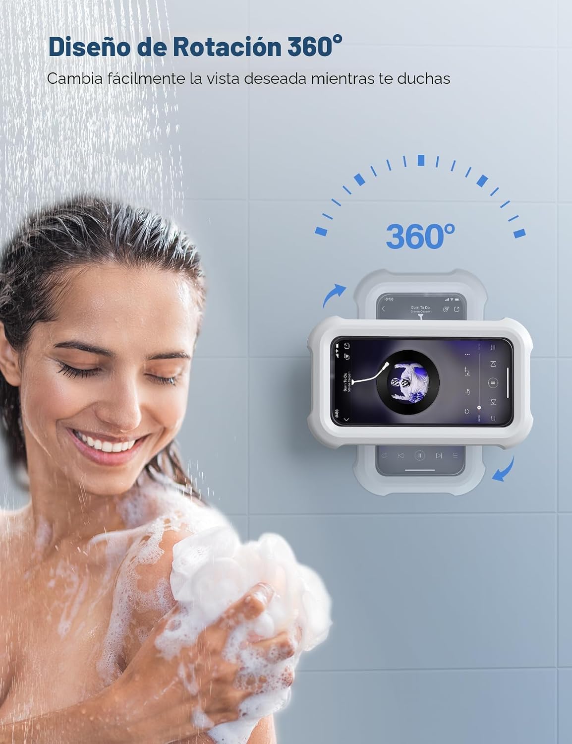 Lamicall Soporte para teléfono de ducha resistente al agua - Funda...