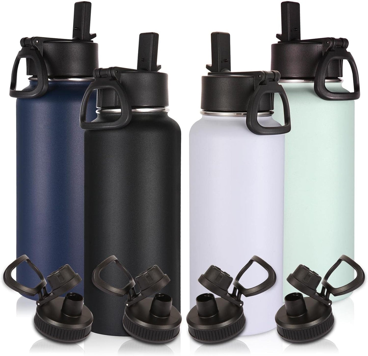 Volhoply Botellas de agua aisladas de 32 onzas a granel con tapa de...